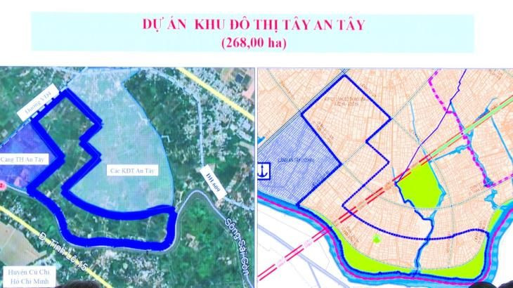 Vị trí dự án Khu đô thị Tây An Tây ven sông Sài Gòn, tỉnh Bình Dương đang kêu gọi đầu tư