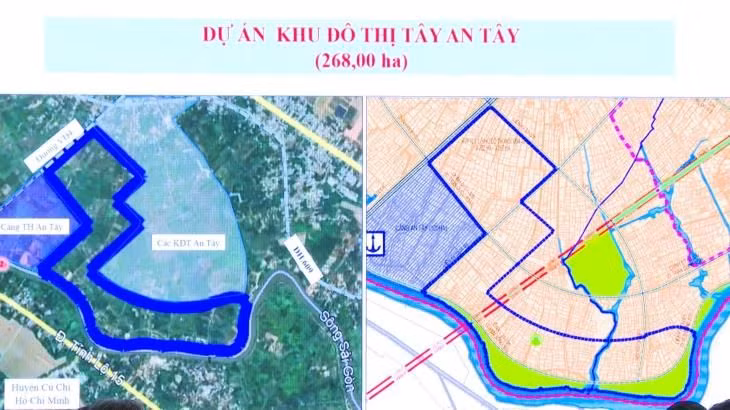 Vị trí dự án Khu đô thị Tây An Tây ven sông Sài Gòn, tỉnh Bình Dương đang kêu gọi đầu tư