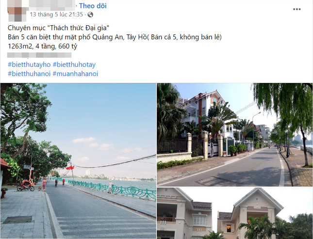 5 biệt thự Tây Hồ rao bán gần 28 triệu USD.