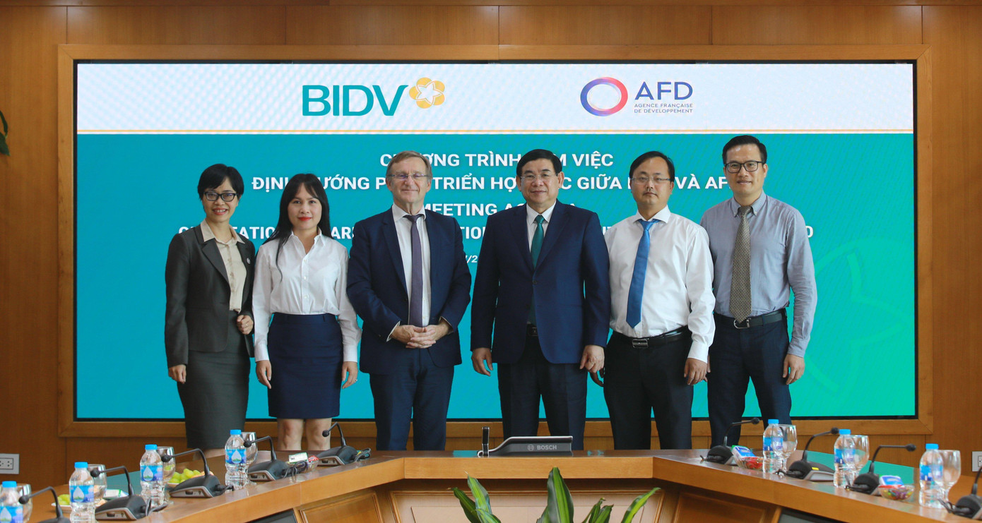 Lãnh đạo BIDV và AFD tại buổi trao đổi định hướng hợp tác phát triển giữa hai bên
