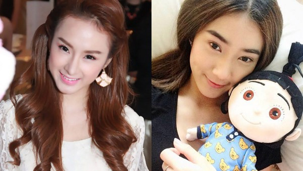 Gương mặt Angela Phương Trinh khi trang điểm nhẹ nhàng trông không khác mấy so với Jade để mặt mộc. Cả hai đều có đôi mắt nhỏ, hơi xếch và đôi môi mỏng 