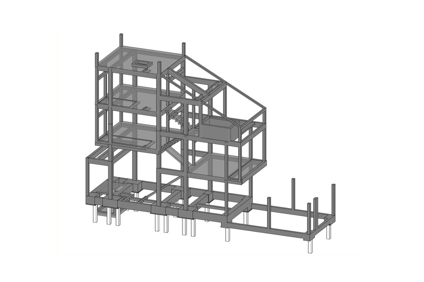 Ngôi nhà có thiết kế lệch tầng về phía sau, dù nhìn từ bên ngoài chỉ là nhà một tầng. Ngôi nhà có thiết kế lệch tầng về phía sau, dù nhìn từ bên ngoài chỉ là nhà một tầng.