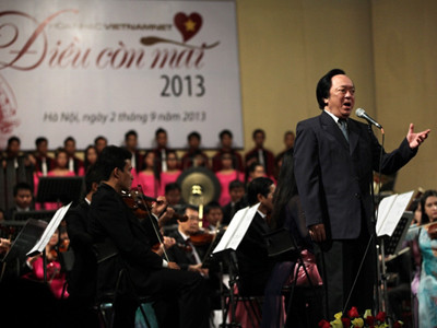 NSND Trung Kiên biểu diễn tại hòa nhạc VietNamNet Điều còn mãi 2013. NSND Trung Kiên biểu diễn tại hòa nhạc VietNamNet Điều còn mãi 2013