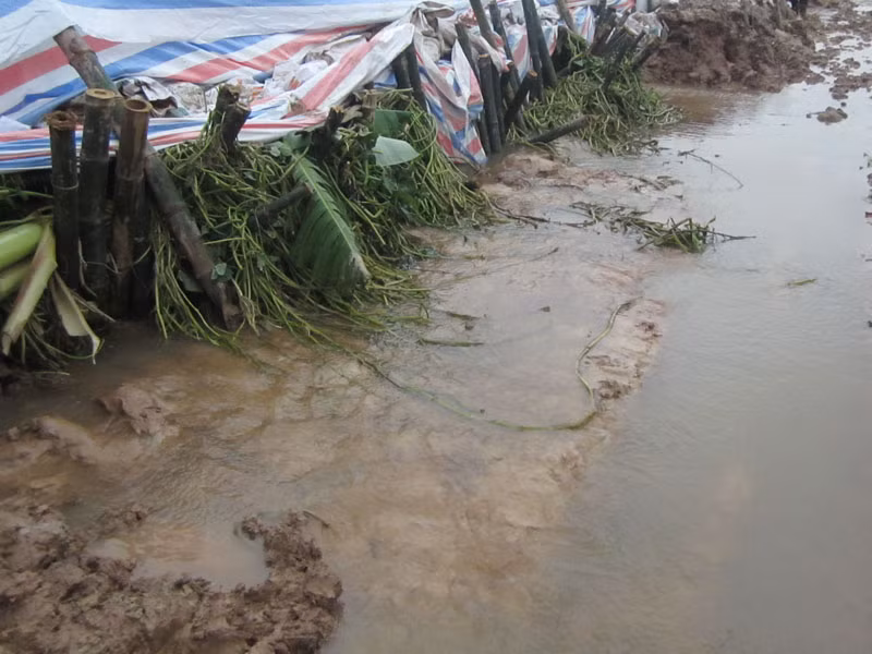 Nhiều chỗ đê yếu nước vẫn chảy ra