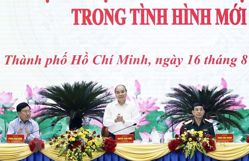 Chủ tịch nước Nguyễn Xuân Phúc tại hội thảo. (Ảnh: Thống Nhất/TTXVN)