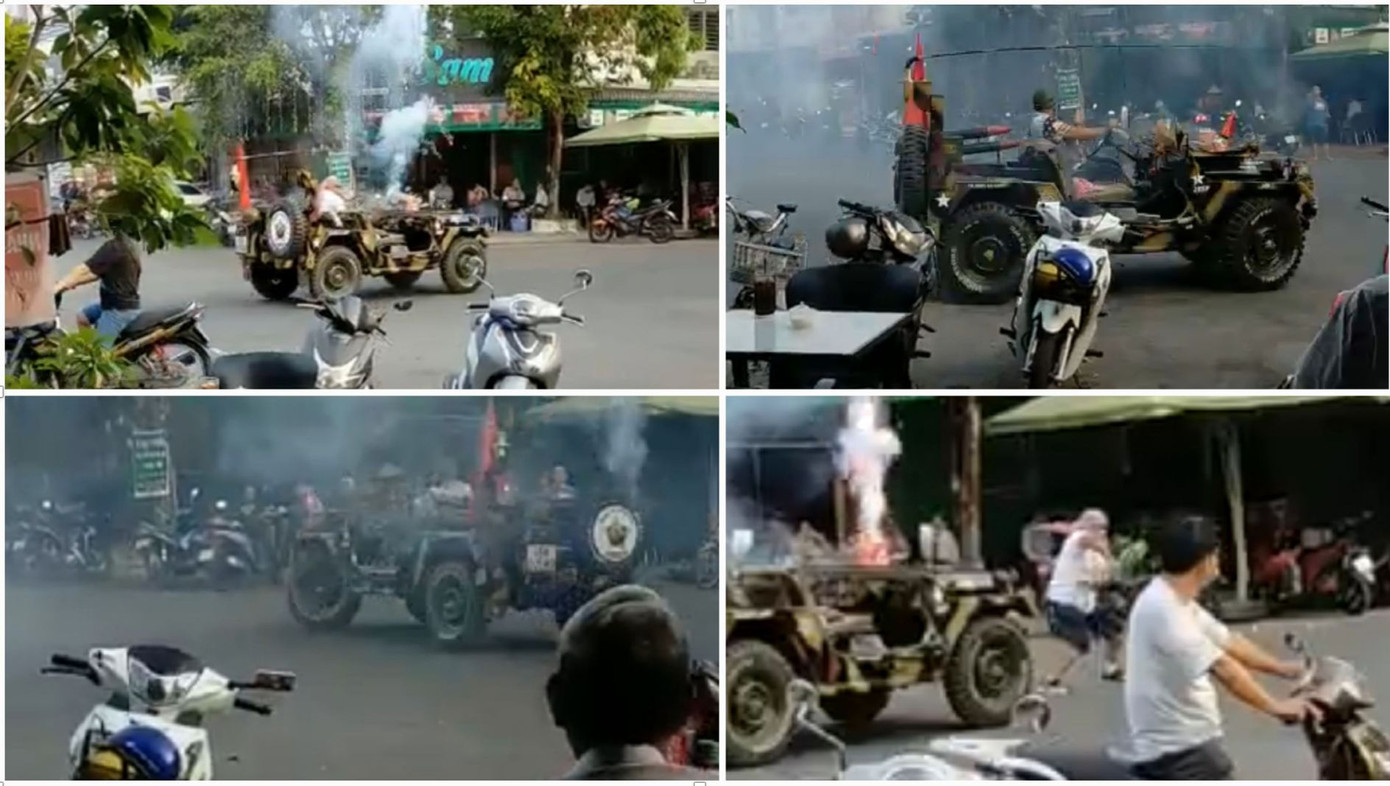 Hiệu đốt pháo sáng gây náo loạn Trung tâm thương mại Rạch Sỏi. Ảnh: Văn Vũ.