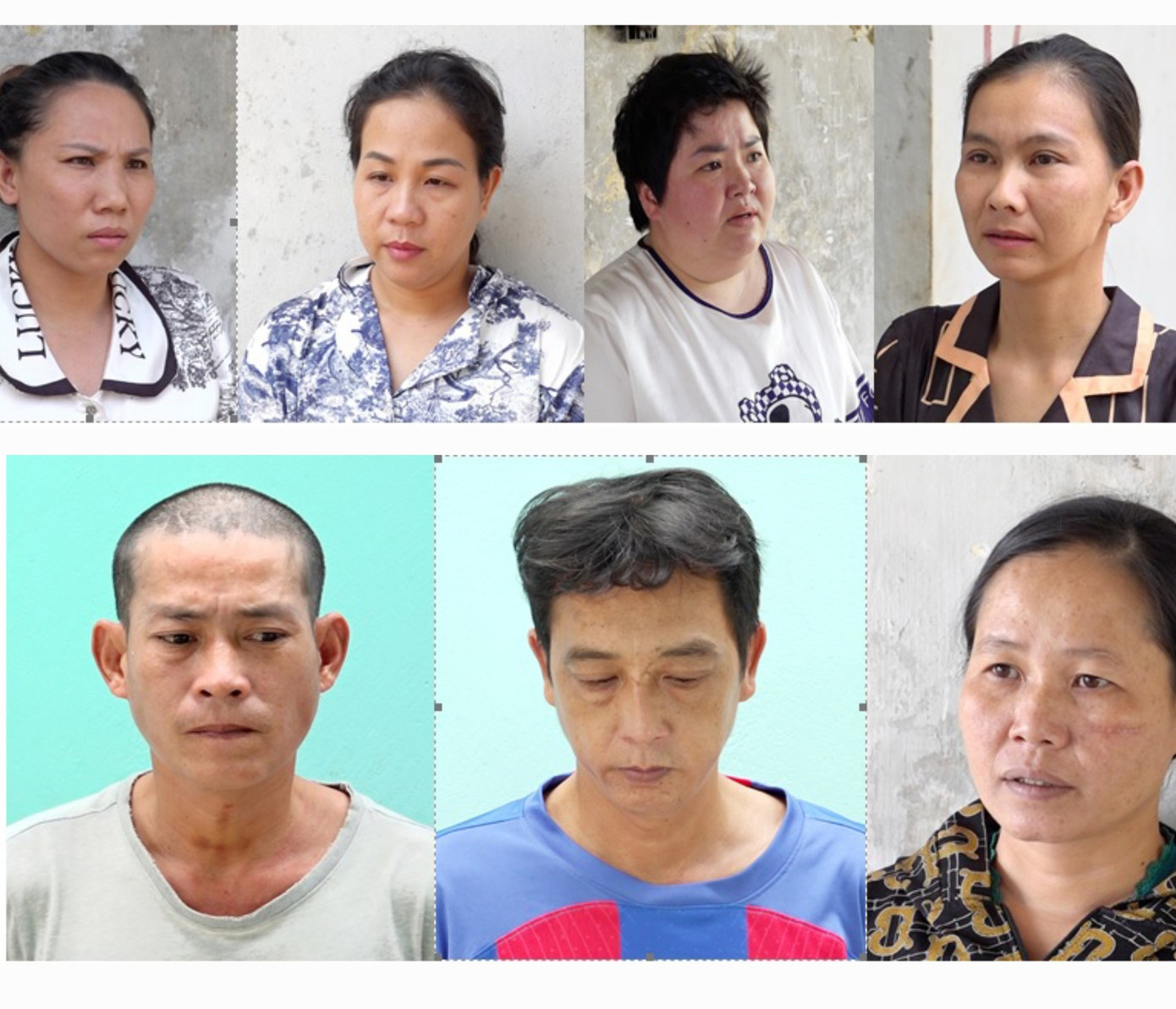 Các bị can trong vụ án. Ảnh: Tiến Tầm. Các bị can trong vụ án. Ảnh: Tiến Tầm.