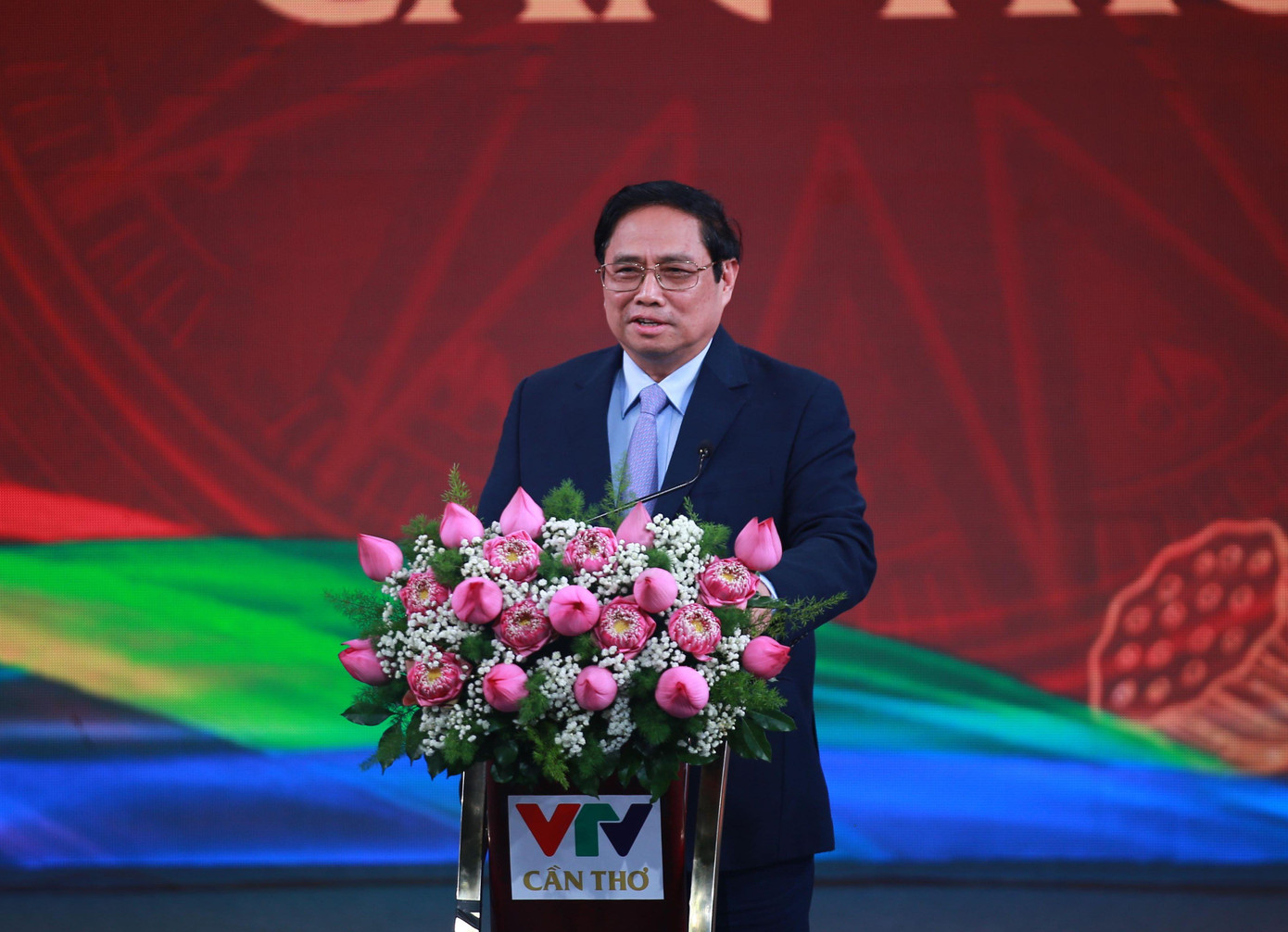 Thủ tướng Phạm Minh Chính phát biểu tại buổi ra mắt và phát sóng chính thức kênh truyền hình Quốc gia VTV Cần Thơ