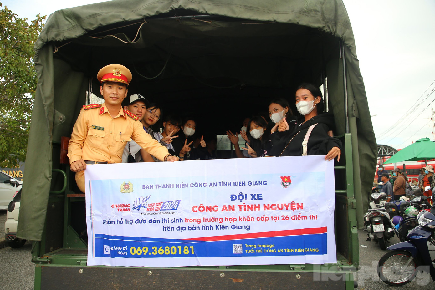 Đội xe tình nguyện của Ban Thanh niên Công an tỉnh Kiên Giang.