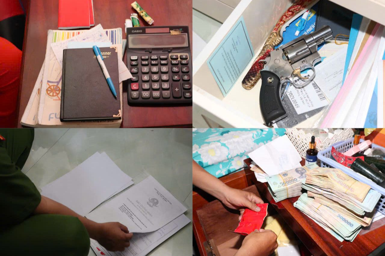 Tang vật thu giữ tại nhà của đối tượng Huỳnh Bạch Đằng.