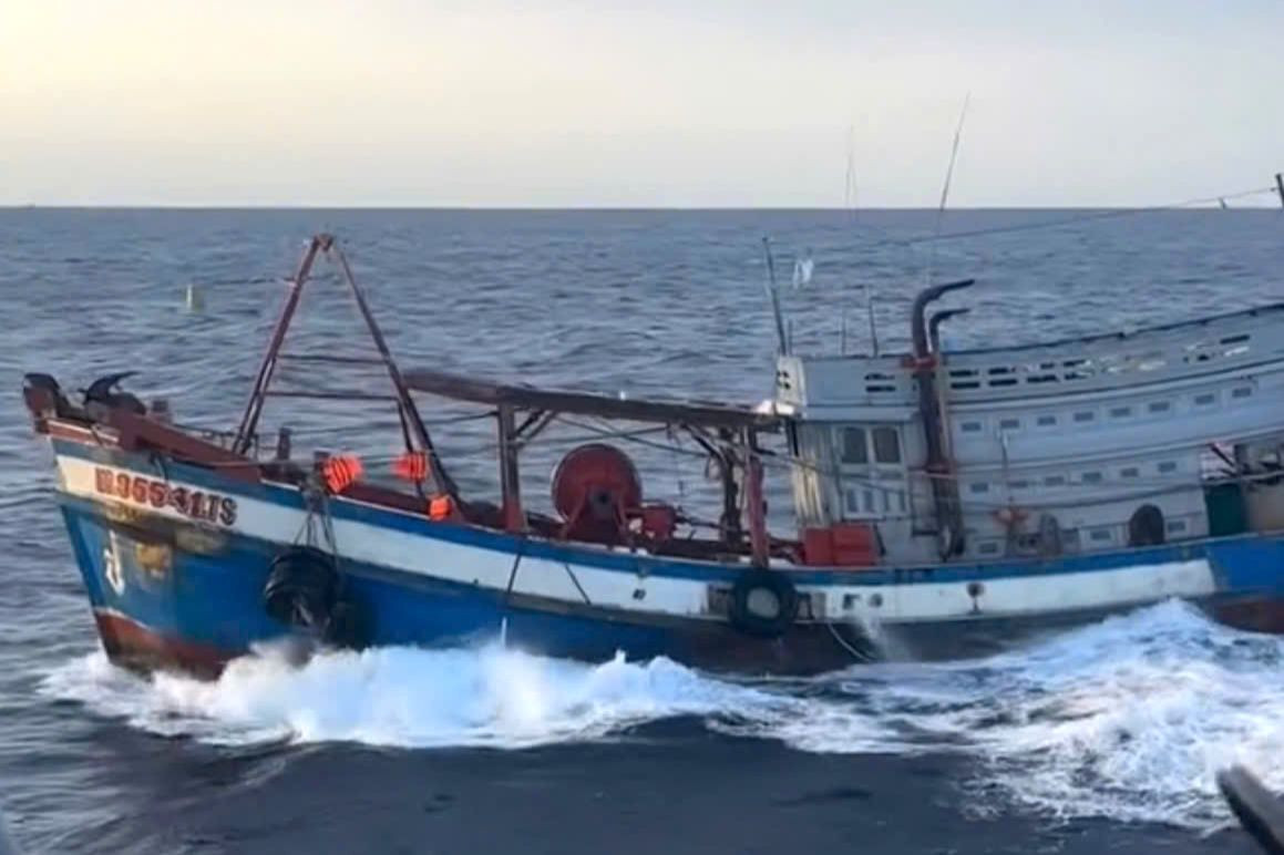 Tàu cá KG-95541-TS bị phát hiện vi phạm vùng biển Thái Lan (ảnh cắt từ video).
