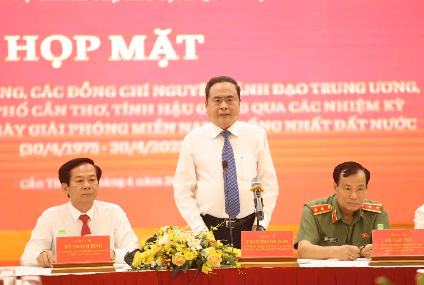 Chủ tịch Quốc hội Trần Thanh Mẫn phát biểu tại cuộc gặp mặt.