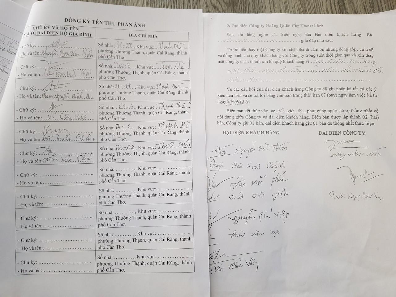 Hàng trăm hộ dân đồng ký tên phản ánh.