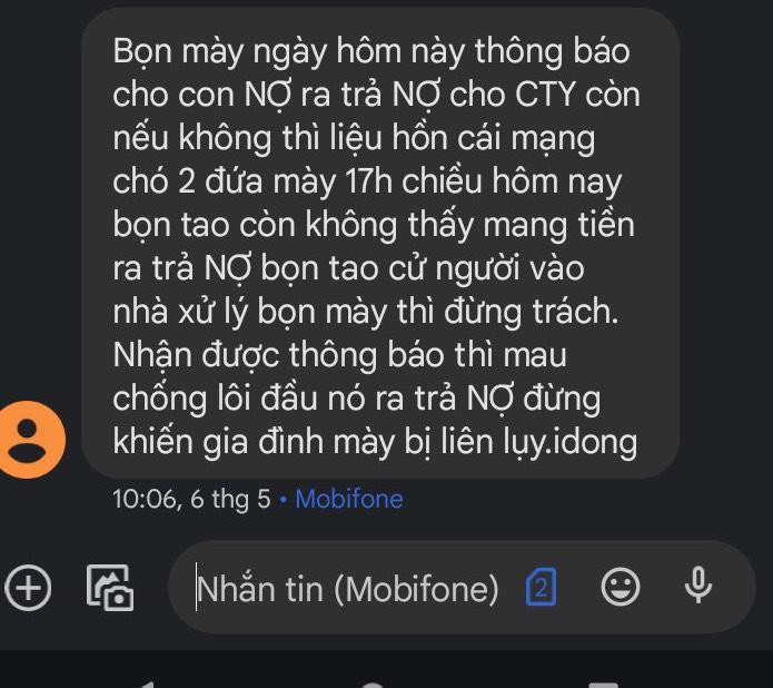 Tin nhắn đe doạ buộc sinh viên phải trả tiền. Tin nhắn đe doạ buộc sinh viên phải trả tiền.