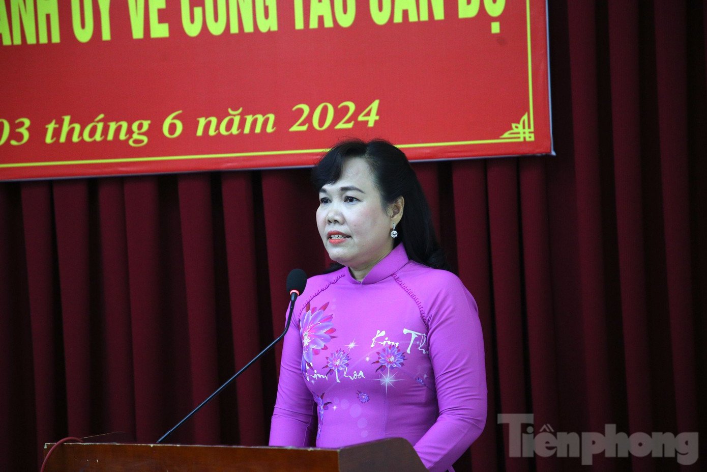 Bà Võ Kim Thoa phát biểu tại lễ công bố quyết định. Ảnh: Nhật Huy Bà Võ Kim Thoa phát biểu tại lễ công bố quyết định. Ảnh: Nhật Huy