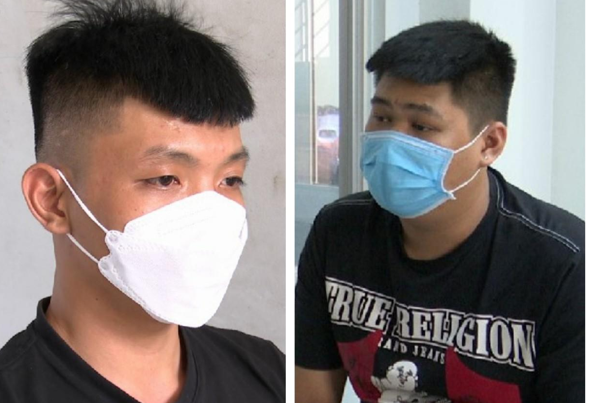 Mạnh (bên trái) và Ty tại cơ quan công an. Ảnh: Công an.