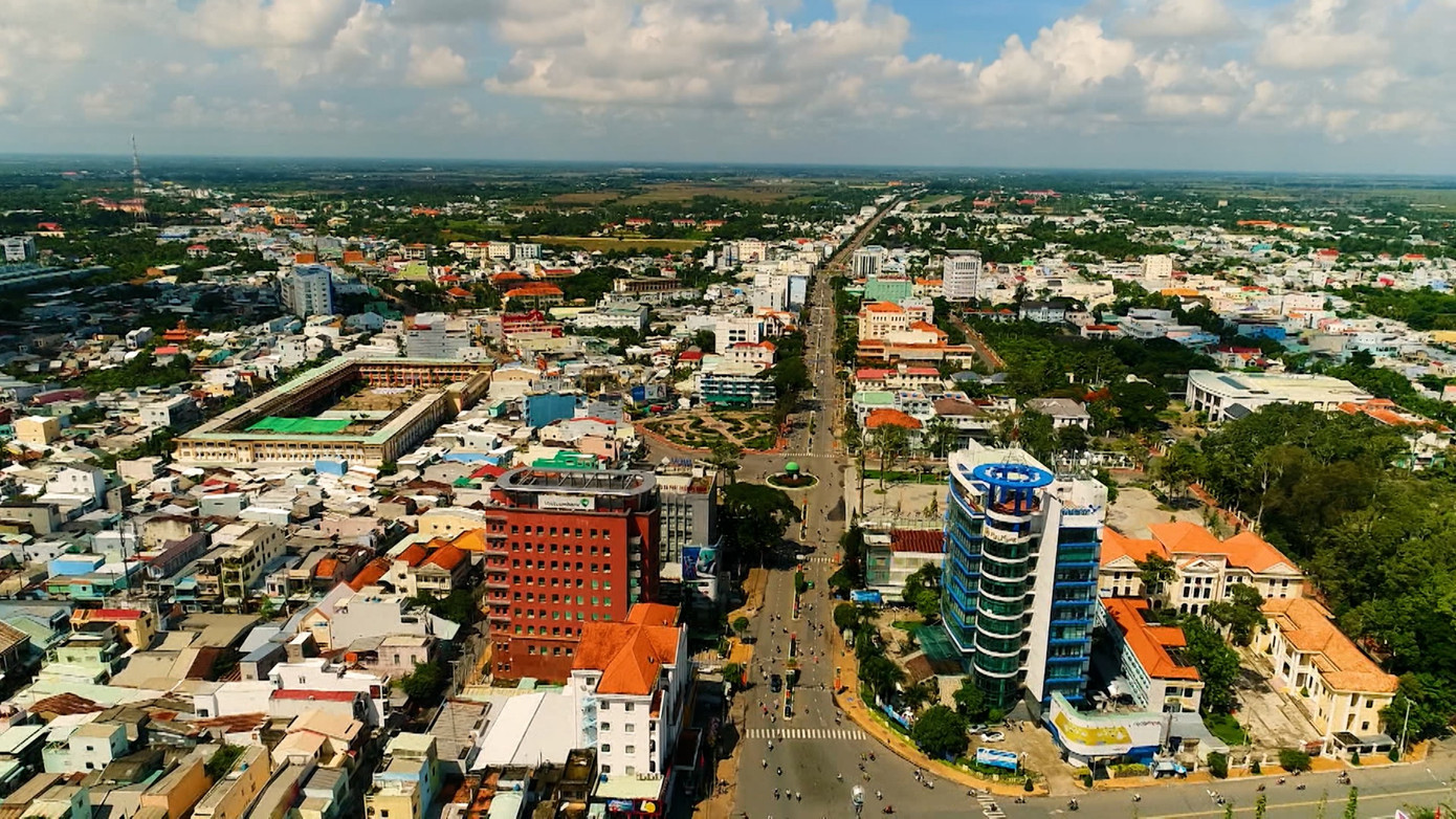 Một góc TP. Sóc Trăng, tỉnh Sóc Trăng nhìn từ trên cao. Ảnh: Nhật Huy.