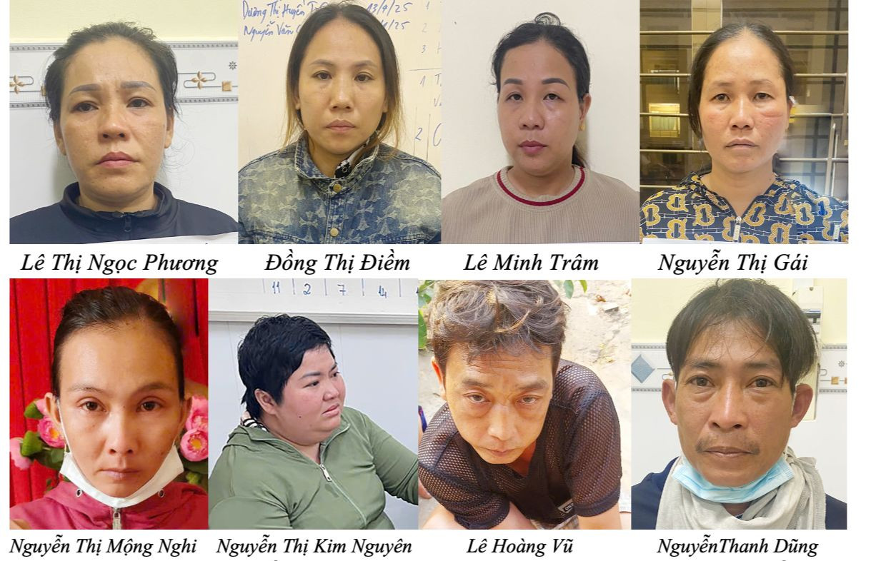 Các đối tượng bị tạm giữ. Ảnh: Tiến Tầm Các đối tượng bị tạm giữ. Ảnh: Tiến Tầm