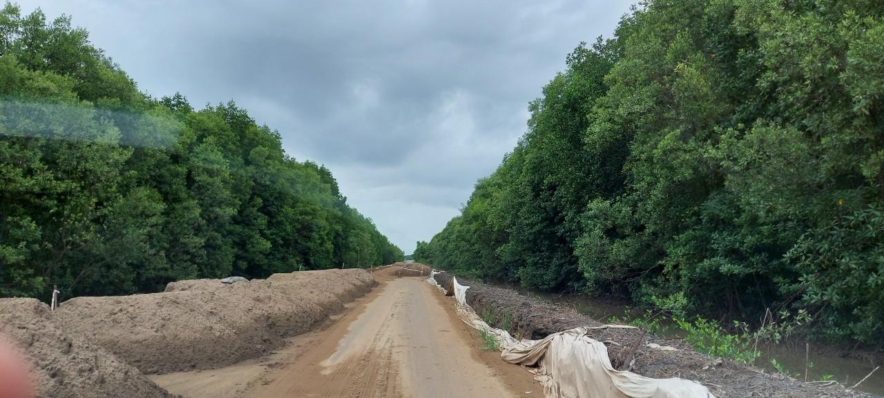 Tuy nhiên, đến nay tiến độ thi công rất chậm so với kế hoạch. Đặc biệt, đoạn cuối tuyến gần khu du lịch Mũi Cà Mau hiện nay mới chỉ thi công đắp cát nền đường. Trong khi đó, tại địa phương đã vào đợt cao điểm mùa mưa, dẫn đến tình trạng đoạn đường thường xuyên ngập úng, lầy lội.