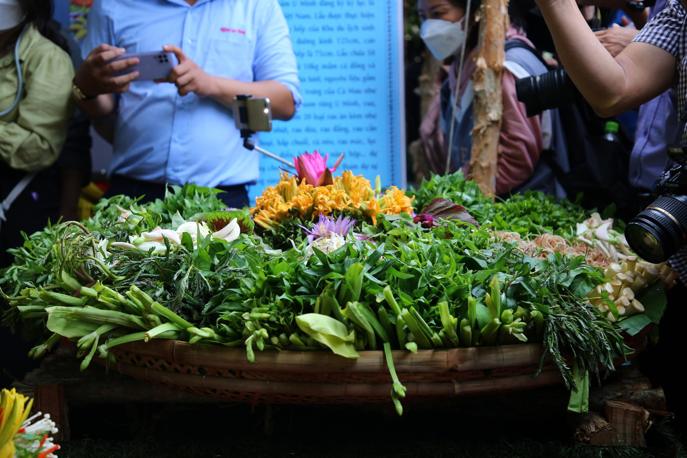 Trên 20 loại rau để chế biến và nhúng lẩu với trọng lượng khoảng 30kg.