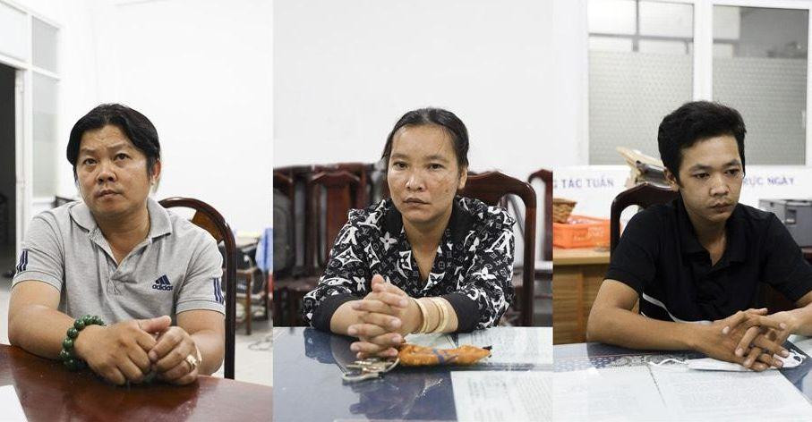 Nguyễn Hữu Thông, Nguyễn Thị Kim Thu, Nguyễn Minh Tâm. Ảnh: CA.