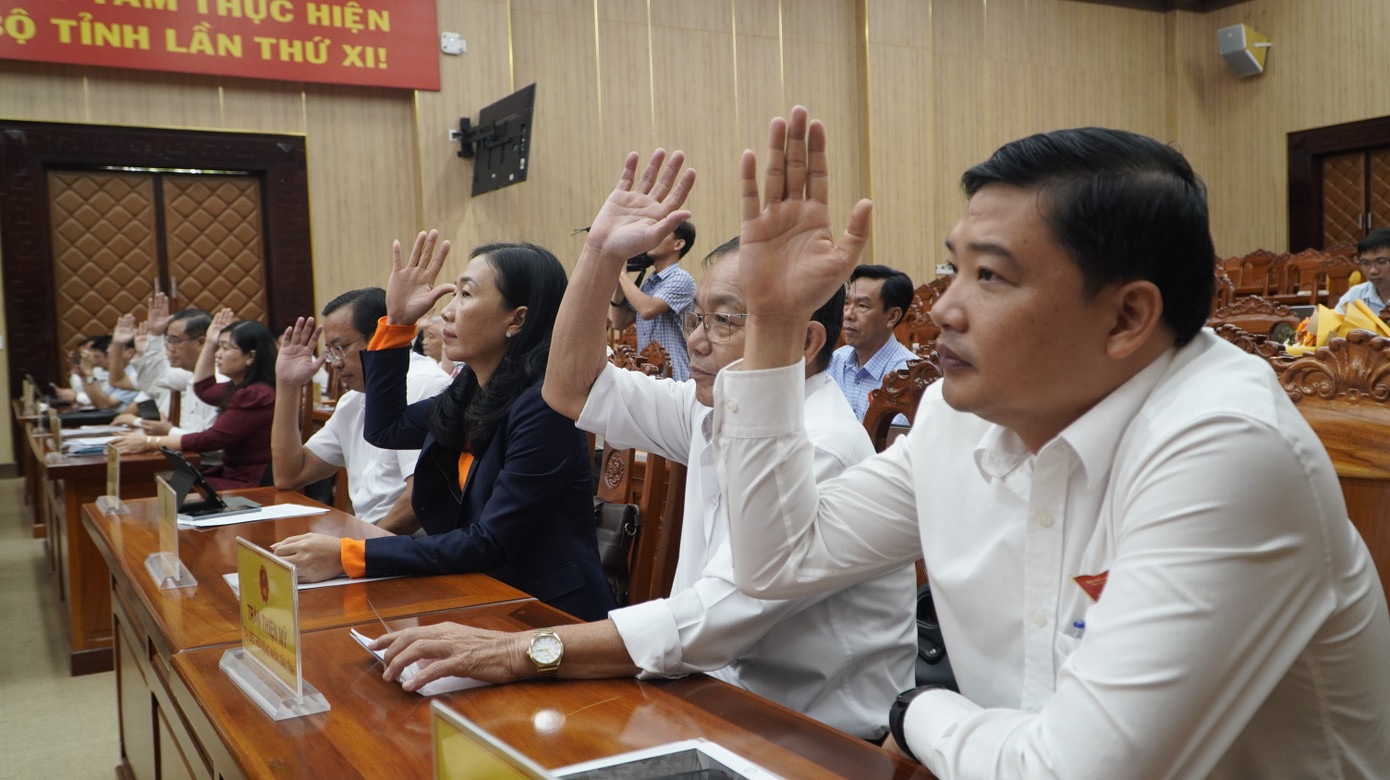 Các đại biểu đã biểu quyết thông qua 19 dự thảo nghị quyết của HĐND tỉnh.