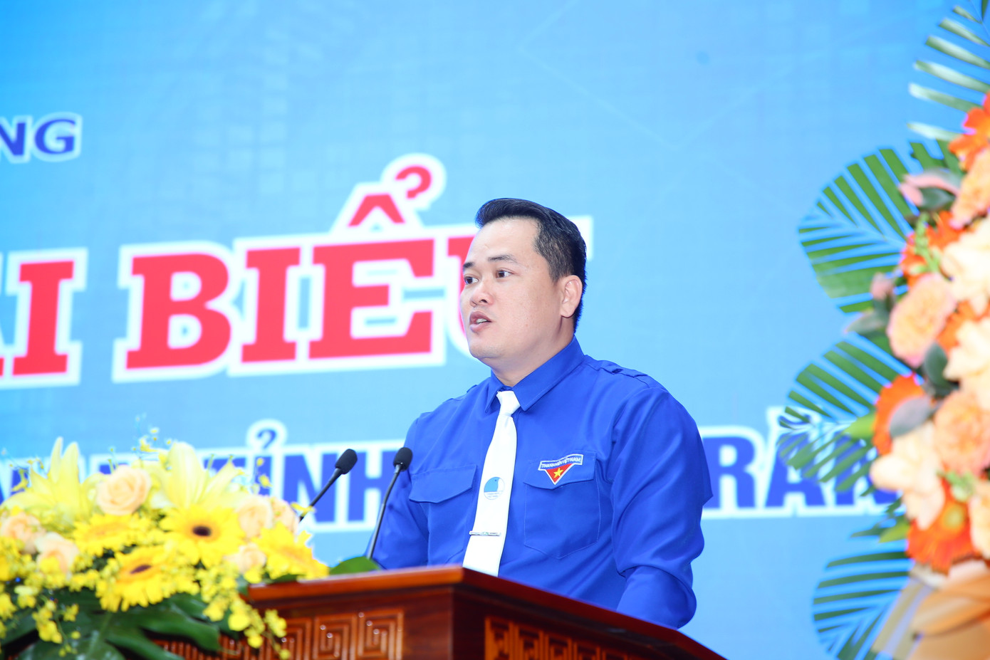 Anh Đoàn Chí Hải - Chủ tịch Hội LHTN Việt Nam tỉnh Sóc Trăng phát biểu tại đại hội.