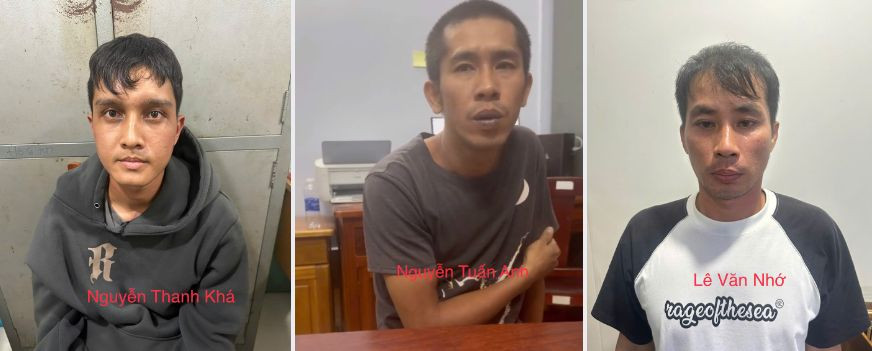 Các đối tượng Nguyễn Tuấn Anh, Nguyễn Thanh Khá, Lê Văn Nhớ. Ảnh: CACC. Các đối tượng Nguyễn Tuấn Anh, Nguyễn Thanh Khá, Lê Văn Nhớ. Ảnh: CACC.