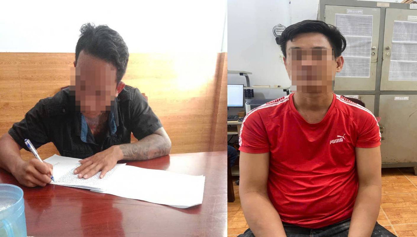 Nguyễn Hoàng Nam và Phạm Ngọc Định đến công an đầu thú. Ảnh Hồng Phát. Nguyễn Hoàng Nam và Phạm Ngọc Định đến công an đầu thú. Ảnh Hồng Phát.