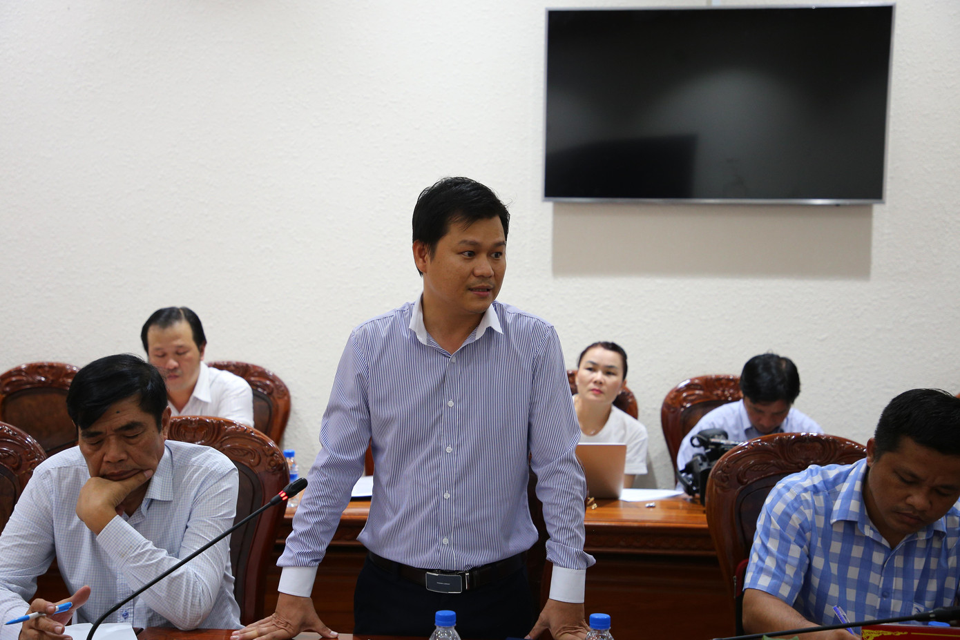 Ông Lê Trung Duy - Giám đốc Công ty TNHH Đầu tư quốc lộ 1 Tiền Giang (doanh nghiệp dự án) - thông tin tại buổi họp báo. Ông Lê Trung Duy - Giám đốc Công ty TNHH Đầu tư quốc lộ 1 Tiền Giang (doanh nghiệp dự án) - thông tin tại buổi họp báo.