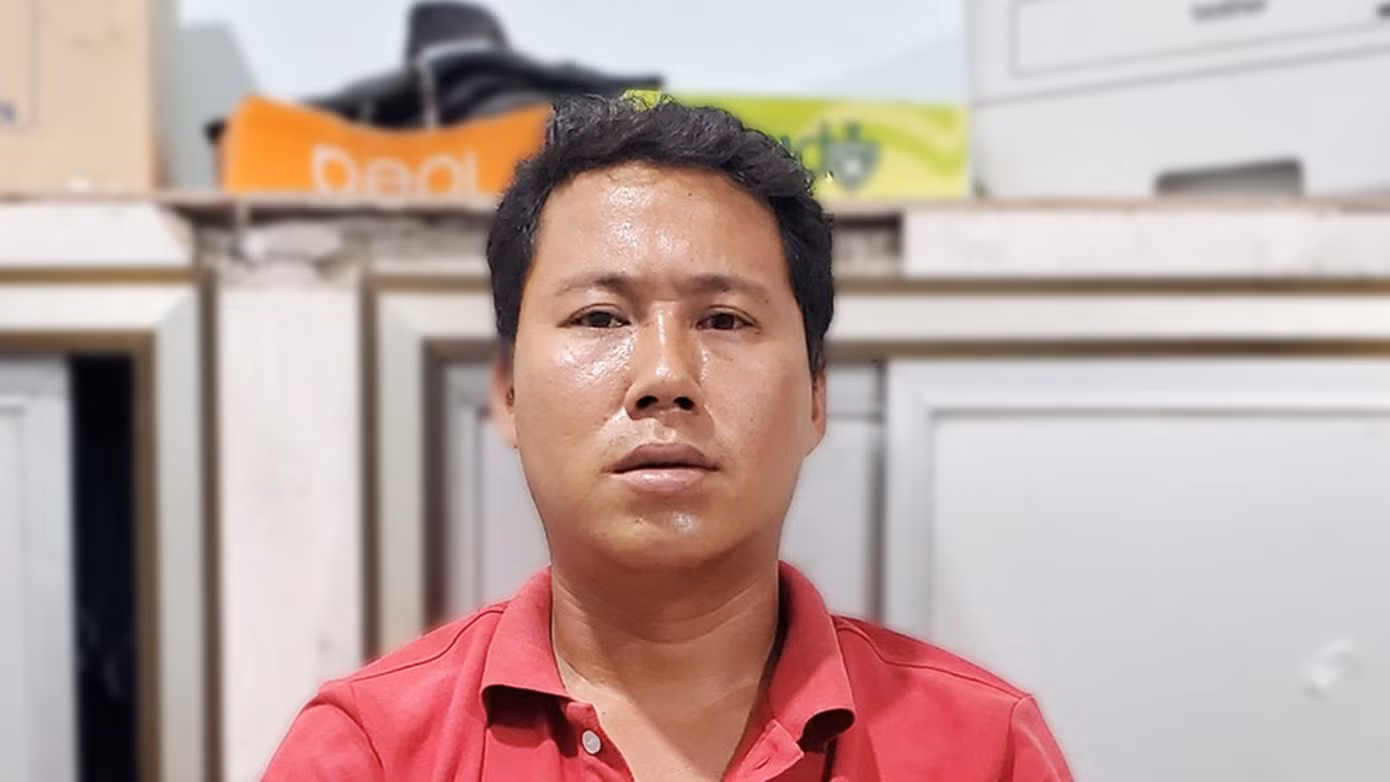 Nguyễn Minh Trường tại cơ quan công an.