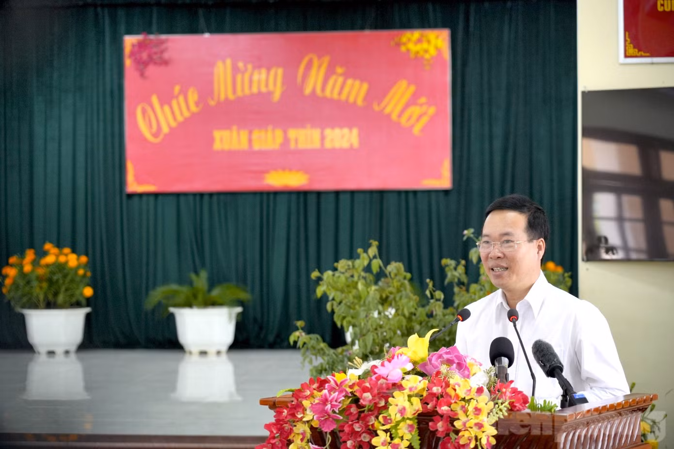 Chủ tịch nước Võ Văn Thưởng phát biểu chúc Tết, động viên cán bộ, chiến sĩ Trung đoàn 152, Quân khu 9.