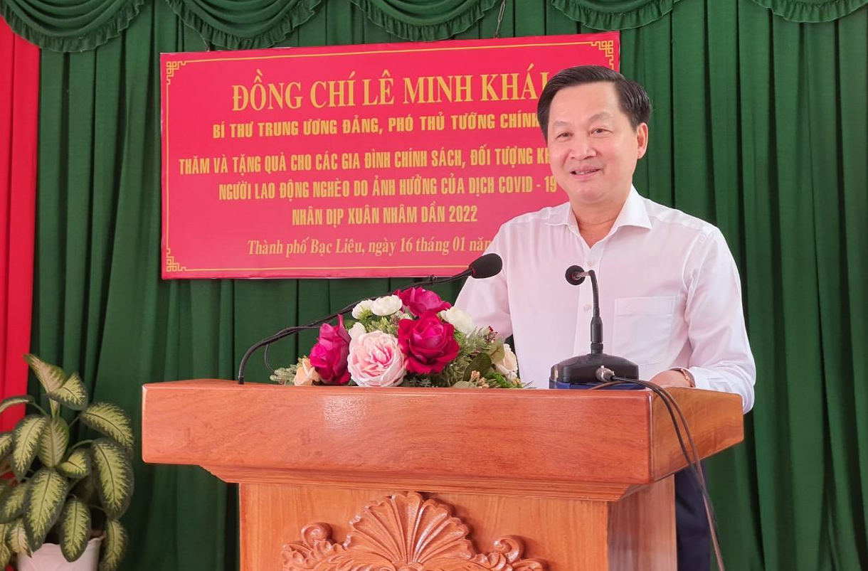 Phó Thủ tướng Chính phủ Lê Minh Khái phát biểu.