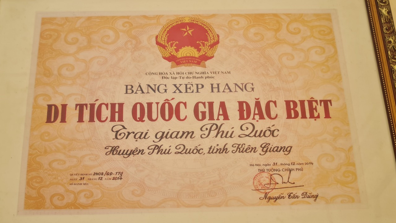 Nhà tù Phú Quốc - "Trại giam tù binh cộng sản Việt Nam/Phú Quốc" được công nhận là di tích Quốc gia đặc biệt. Ảnh: Phương Vũ.
