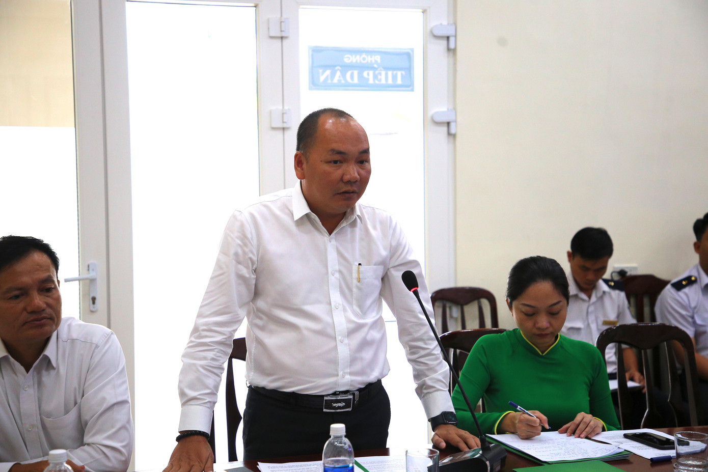 Đại diện lãnh đạo tàu cao tốc tuyến Cần Thơ - Côn Đảo phát biểu. Ảnh: Nhật Huy.