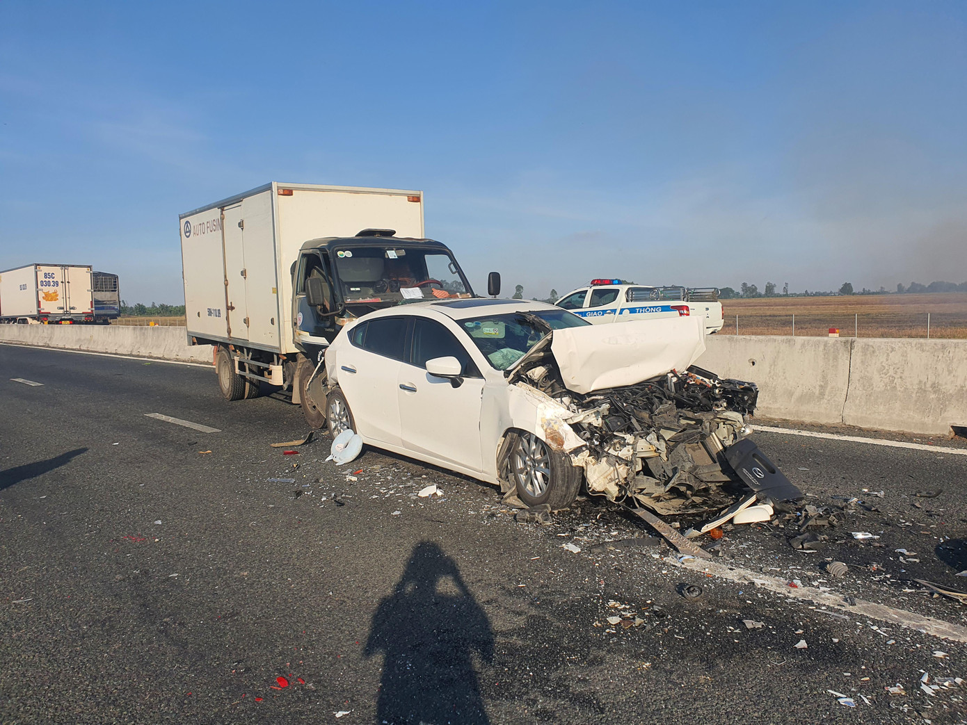 Rất may vụ tai nạn không thiệt hại về người. Ảnh: Phương Vũ.