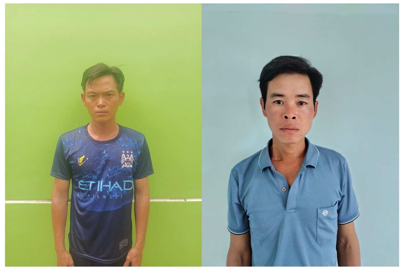 Nguyễn Văn Vẹn và Hồ Văn Ngoan (từ trái sang) tại cơ quan công an. Nguyễn Văn Vẹn và Hồ Văn Ngoan (từ trái sang) tại cơ quan công an.