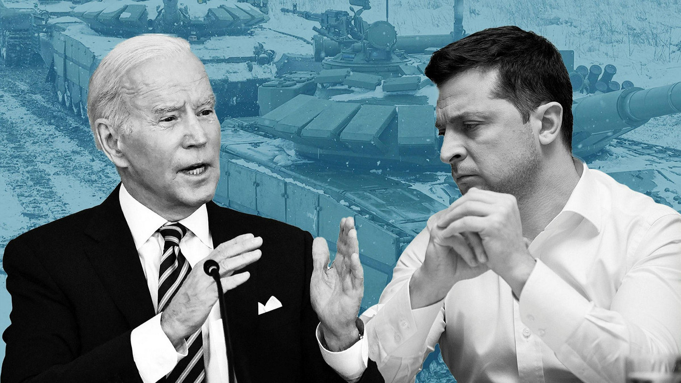 Tổng thống Mỹ Joe Biden và Tổng thống Ukraine Volodymyr Zelensky. Ảnh: FT