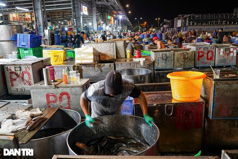 Bình thường, nhân viên của các sạp cá có thu nhập mỗi ngày từ 400.000-500.000 đồng, ngày vía Thần tài làm tăng ca số tiền thu nhập sẽ tăng gấp đôi. Chị Thu Thủy, thương lái bỏ mối cá lóc cho các sạp cá cho biết, cá lóc được nuôi ở các tỉnh miền Tây như Trà Vinh, Cần Thơ, Sóc Trăng… Ngày bình thường chị giao cá lóc cho chợ khoảng 20 tấn, còn ngày này chị giao khoảng 150 tấn. Bình thường, nhân viên của các sạp cá có thu nhập mỗi ngày từ 400.000-500.000 đồng, ngày vía Thần tài làm tăng ca số tiền thu nhập sẽ tăng gấp đôi. Chị Thu Thủy, thương lái bỏ mối cá lóc cho các sạp cá cho biết, cá lóc được nuôi ở các tỉnh miền Tây như Trà Vinh, Cần Thơ, Sóc Trăng… Ngày bình thường chị giao cá lóc cho chợ khoảng 20 tấn, còn ngày này chị giao khoảng 150 tấn.