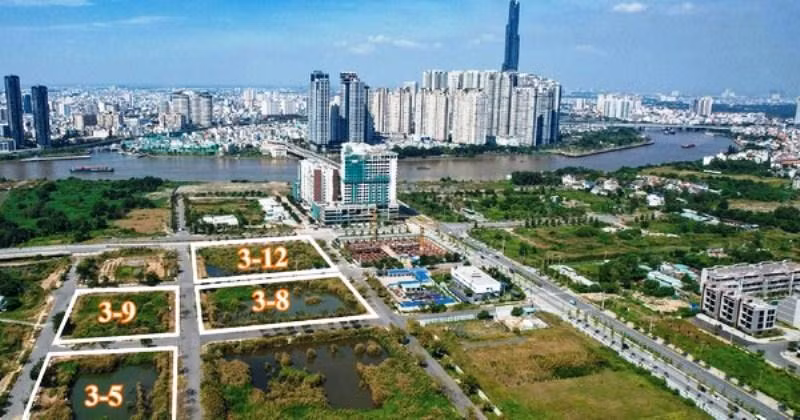 Sơ đồ vị trí 4 lô đất ở Khu đô thị mới Thủ Thiêm vừa tổ chức bán đấu giá