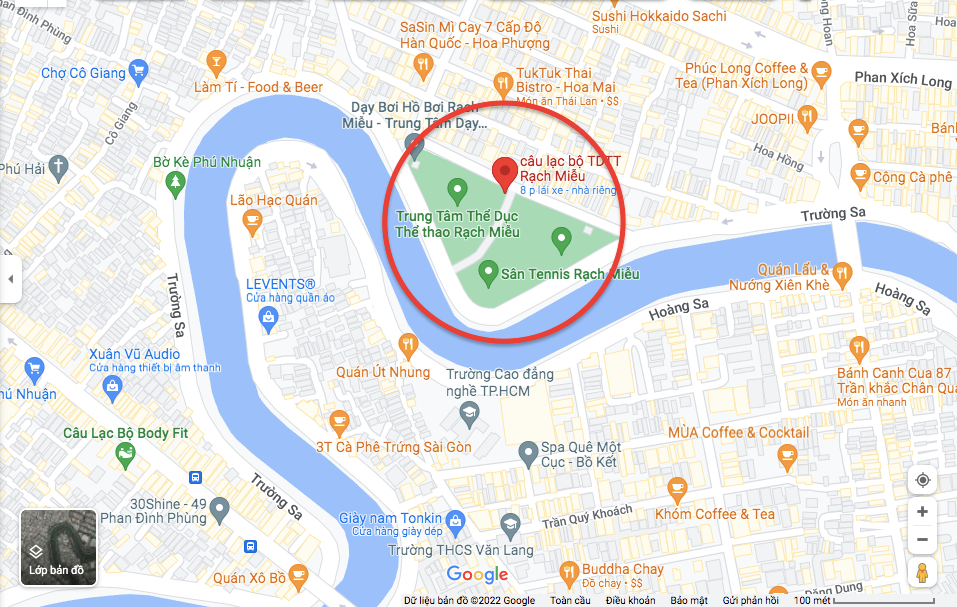 Đường Trường Sa, quận Phú Nhuận, đoạn qua Câu lạc bộ thể dục thể thao Rạch Miễu.