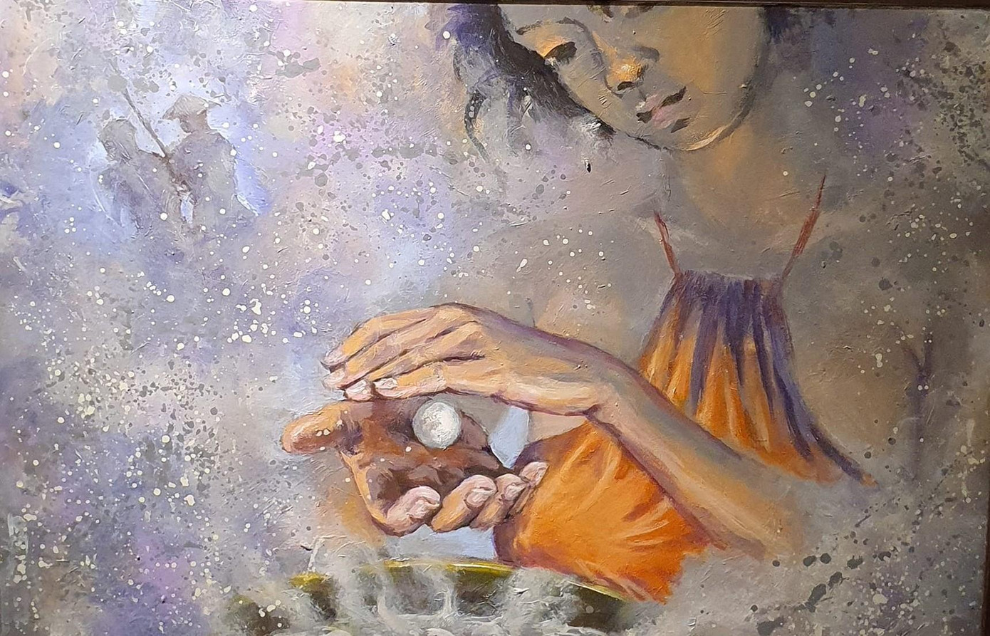 Một tác phẩm trong triển lãm "Hồ Xuân Hương". Một tác phẩm trong triển lãm "Hồ Xuân Hương".