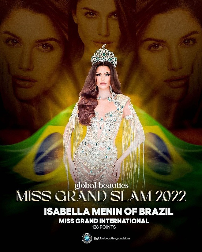 Isabella Menin và Karolina Bielawska hào hứng khi được trao giải Miss Grand Slam.