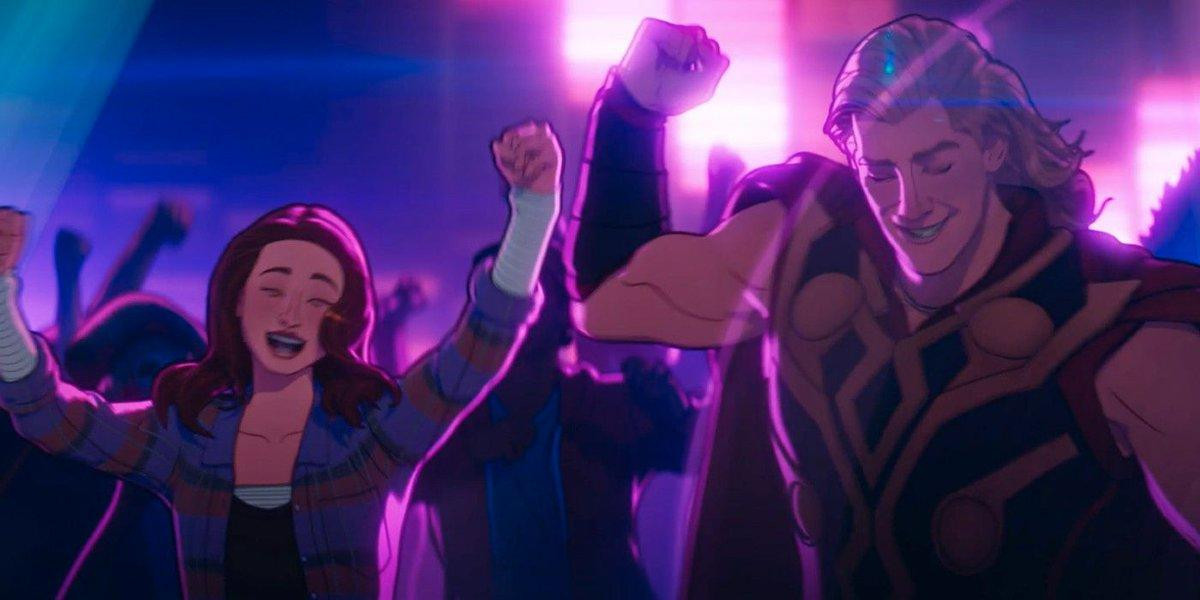 Thor rủ rê Jane Foster "quẩy" hết mình. - Nguồn: Twitter Thor rủ rê Jane Foster "quẩy" hết mình. - Nguồn: Twitter