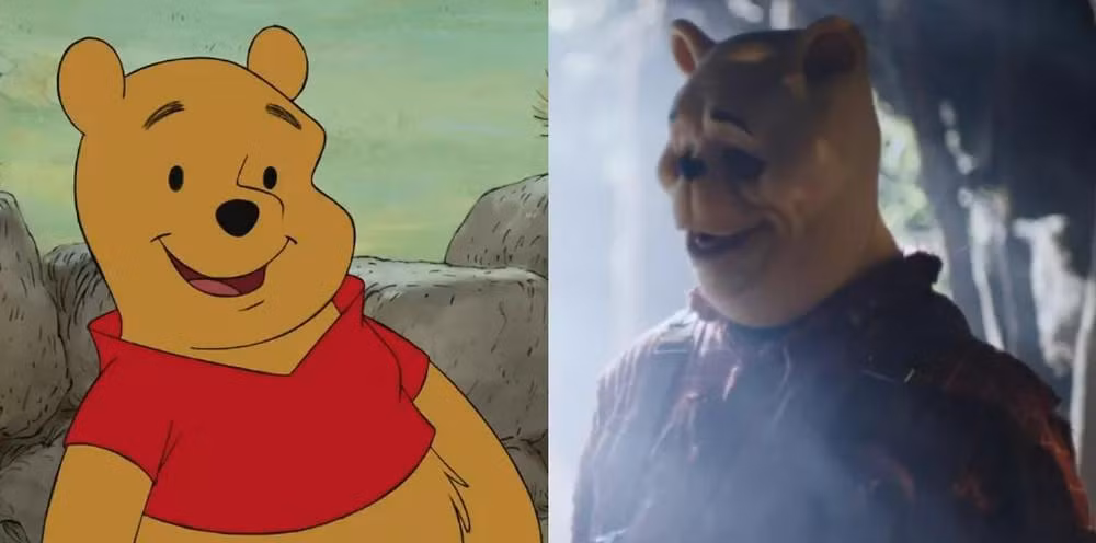 Chú gấu vàng Pooh dễ thương năm nào đây đã hoá thành một tên sát nhân đáng sợ trong “Blood and Honey”. - Nguồn: Internet Chú gấu vàng Pooh dễ thương năm nào đây đã hoá thành một tên sát nhân đáng sợ trong “Blood and Honey”. - Nguồn: Internet