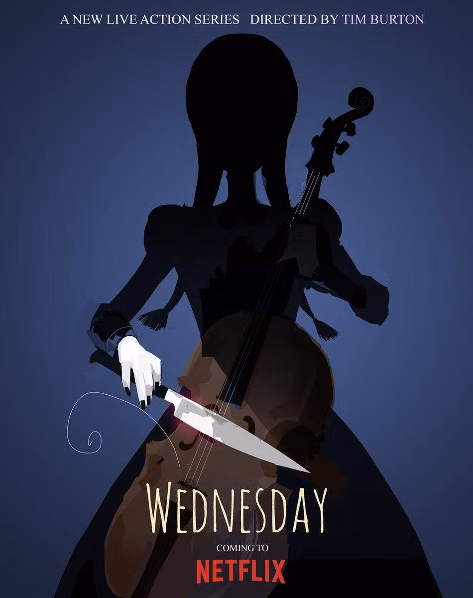 Poster đầu tiên của series "Wednesday" do Tim Burton thực hiện.