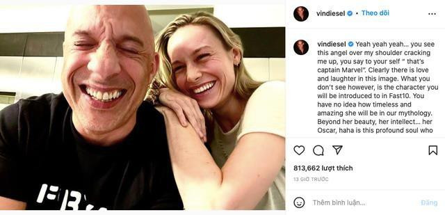 Vin Diesel đã thành công trong việc "chèo kéo" Brie Larson về với "gia đình tốc độ". - Nguồn: Famazine Vin Diesel đã thành công trong việc "chèo kéo" Brie Larson về với "gia đình tốc độ". - Nguồn: Famazine