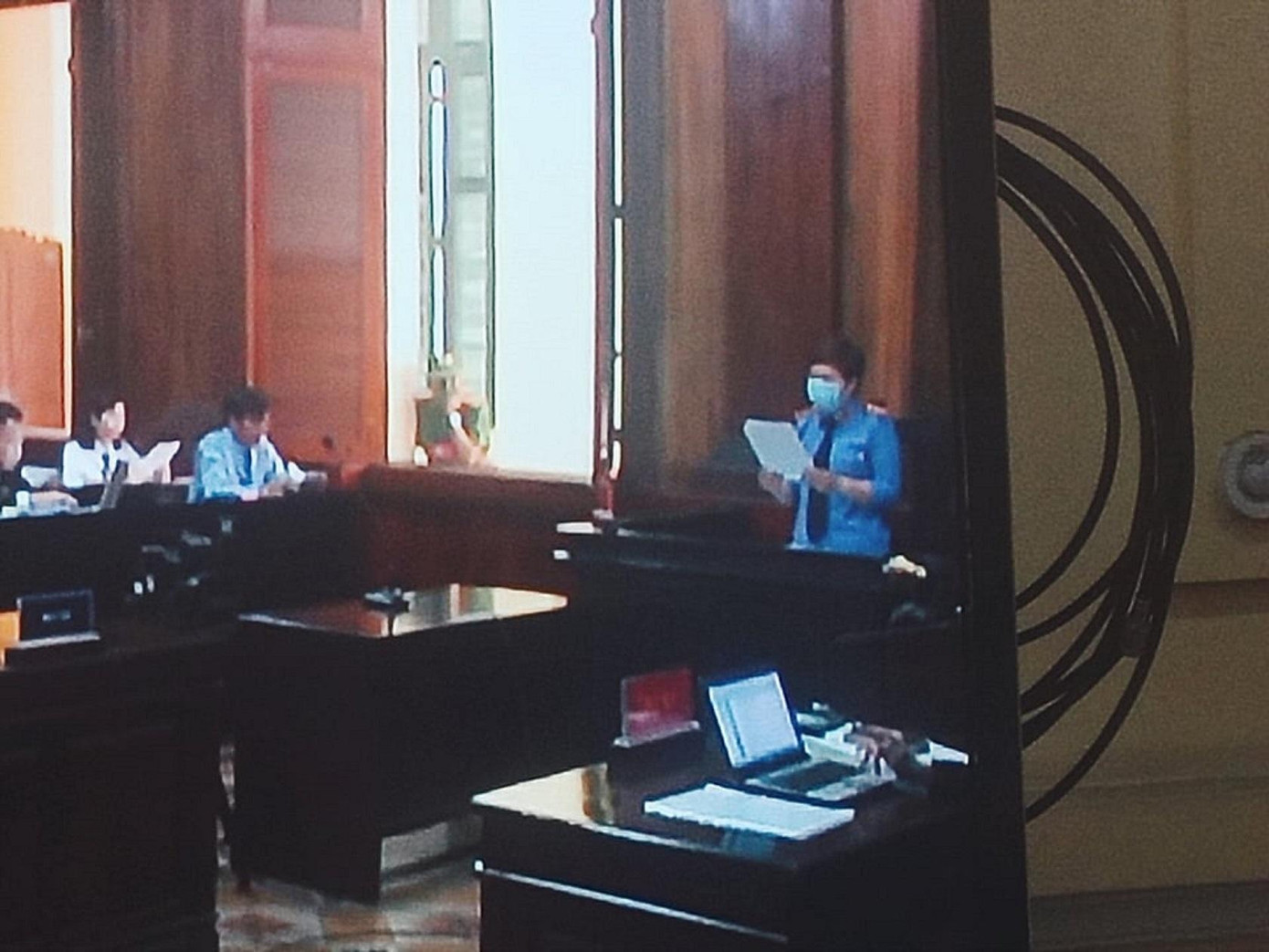 Đại diện Viện Kiểm sát tại phiên tòa. Ảnh chụp qua màn hình. Đại diện Viện Kiểm sát tại phiên tòa. Ảnh chụp qua màn hình.