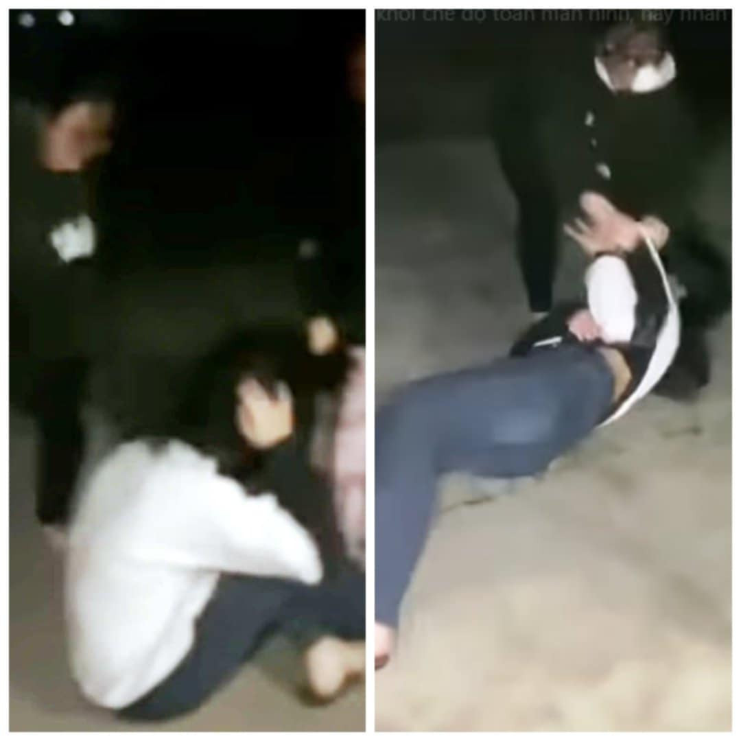 Nữ sinh bị nhóm bạn hành hung trong đêm. Ảnh: Cắt từ clip