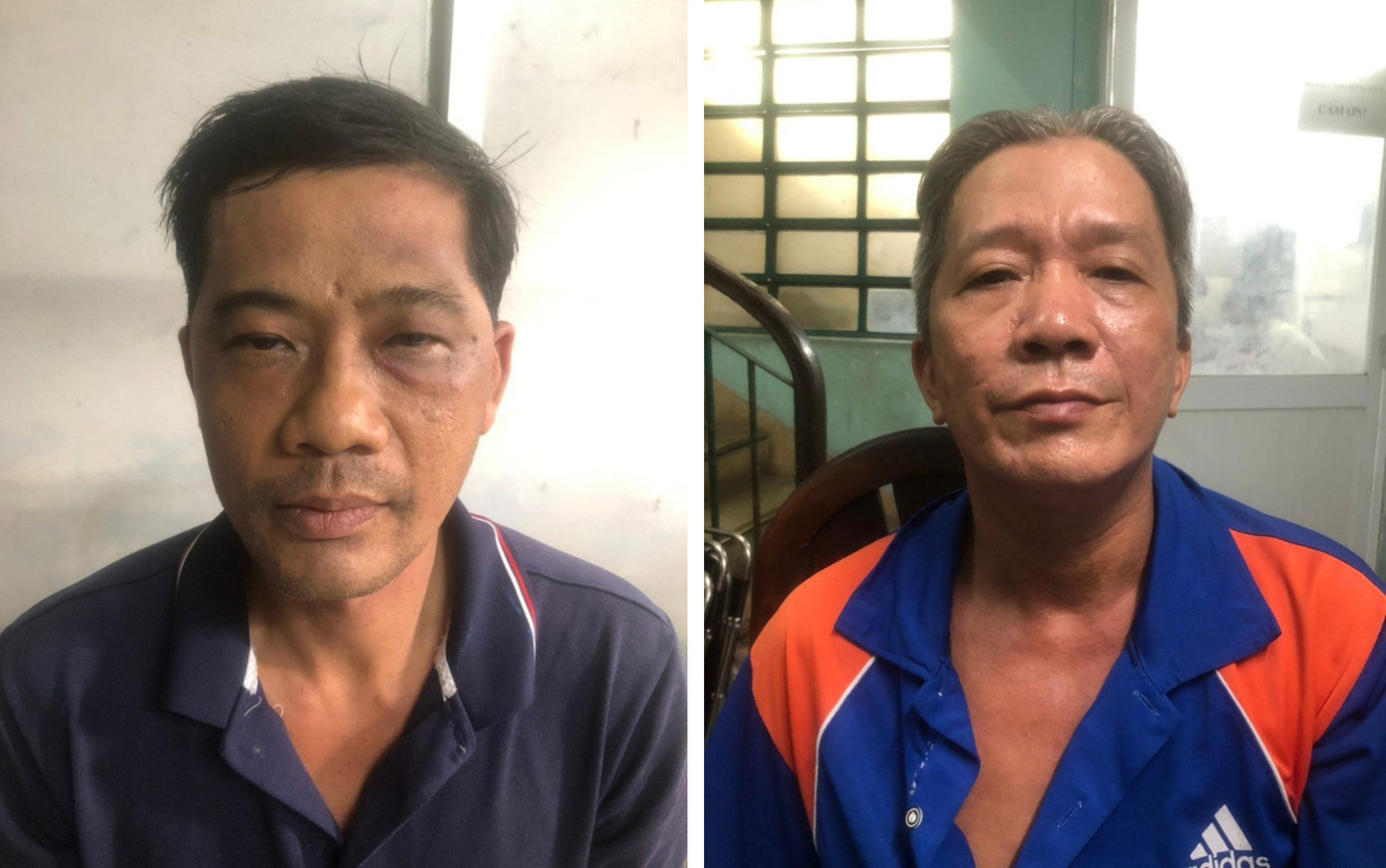 Hai nghi can tại Công an. Hai nghi can tại Công an.